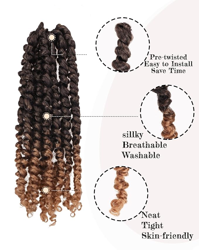 Pre-Twisted Passion Twist Crochet Hair for Black Women Passion Twist Hair Pre Looped Bohemian Braids 10 Inch 7 Packs Ombre Black to Blonde Short Bob Curly Braiding Hair Extensions(10"-7P,T1B/27)