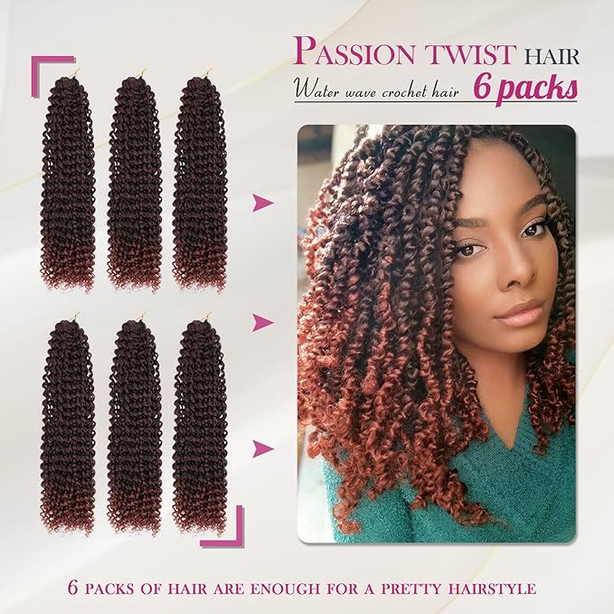 Dansama Passion Twist Hair Water Wave Braiding Hair for Butterfly Style Crochet Braids Bohemian Hair Extensions (18inch (Pack of 6), T1B/350, Economy Pack)