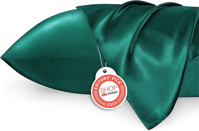 Bedsure King Size Satin Pillowcase Set of 2 - Dark Green Pillow Cases for Hair and Skin with Envelope Closure, Similar to Silk Pillow Cases, Gifts for Women, 20x36 Inches, 2pcs