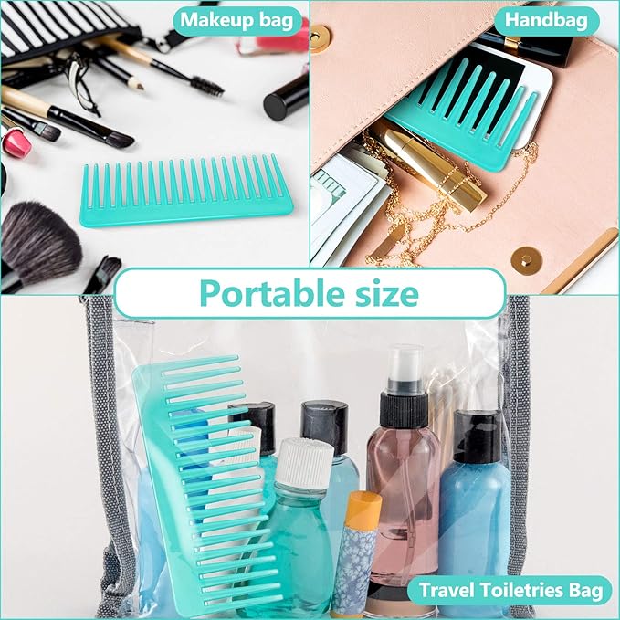 Patelai Wide Tooth Comb Large Hair Detangling Comb for Curly, Wet Dry Hair, No Handle Detangler Accessories(White, Cyan)