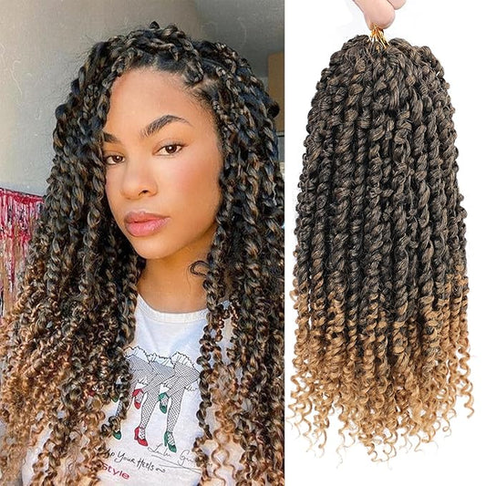 NAYOO Passion Twist Hair - 8 Packs 16 Inch Passion Twist Crochet Hair For Women, Crochet Pretwisted Curly Hair Passion Twists Synthetic Braiding Hair Extensions (16 Inch 8 Packs, T27)