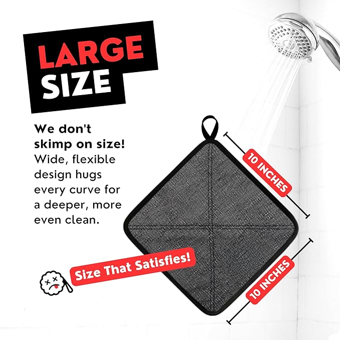 Bye Bye Loofah Double-Sided Exfoliating Washcloth with Hand Pocket – Rough & Soft Texture for Deep Clean, Smooth Skin, Fast Drying Body Scrubber for Shower or Bath