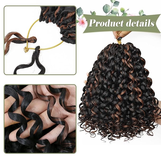 Vomella GoGo Curl Crochet Hair 8 Packs Water Wave 10 Inch Curly Crochet Hair for Women Short Beach Curl Synthetic Deep Twist Hair Extensions(P30#)