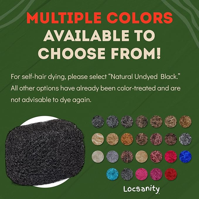 Locsanity Afro Kinky 100% Bulk Natural Human Hair - Braiding Hair for Dreadlocks, Loc Repair, Dreadlock Extensions, Twists, Braids - 8 Inches Long, 1 Oz - Natural Undyed