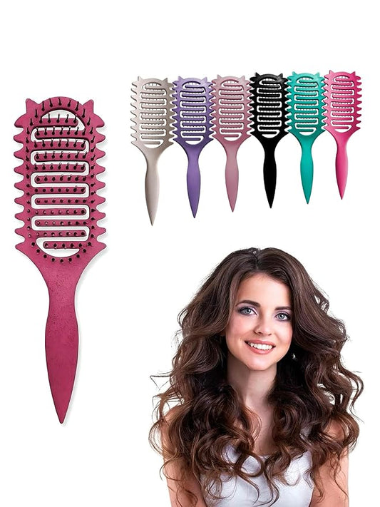 Curl Defining Brush,2025 Vented Hair Brush for Detangling Styling,Curl Brush For Curly Hair Wet,Shaping And Defining Curls For Women And Men (Rose Red)