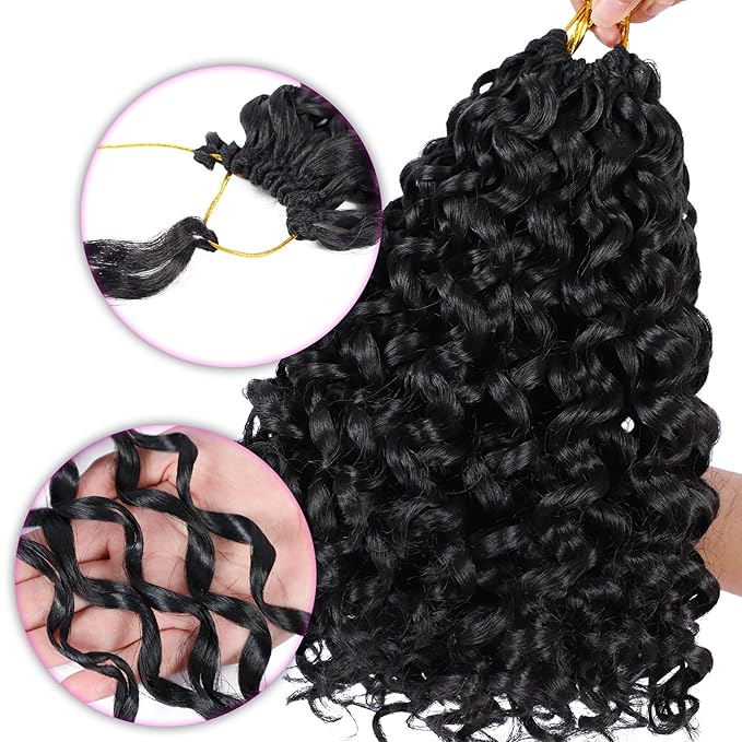 7 Packs GoGo Curl Crochet Hair 10 Inch Short Curly Crochet Hair for Women Water Wave Beach Curl Deep Twist Crochet Braids Synthetic Braiding Hair Extensions (10 Inch, 1B)