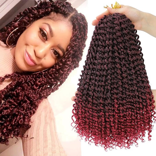 Dansama Passion Twist Hair Water Wave Braiding Hair for Butterfly Style Crochet Braids Bohemian Hair Extensions (18inch, T1B/BUG, Economy Pack)
