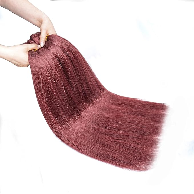 AQINBEL Braiding Hair 26 Inches -8 Bundles Braiding Hair Pre Stretched Itch Free Crochet Twist Hair for Braids Yaki texture Burgundy Braiding Hair Extensions for Women (900#)