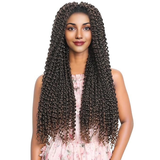 RIHANNAHAIR 7 Packs Passion Twist Hair 24 Inch Pre Looped Water Wave Crochet Hair Spring Twist Bohemian Braids for Black Women