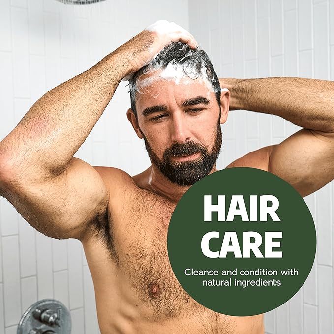 Dr. Squatch Natural Hair Bundle for Men - Healthy, Full Looking Hair - Pine Tar Shampoo (8 fl oz), Pine Tar Conditioner (11.5 fl oz)