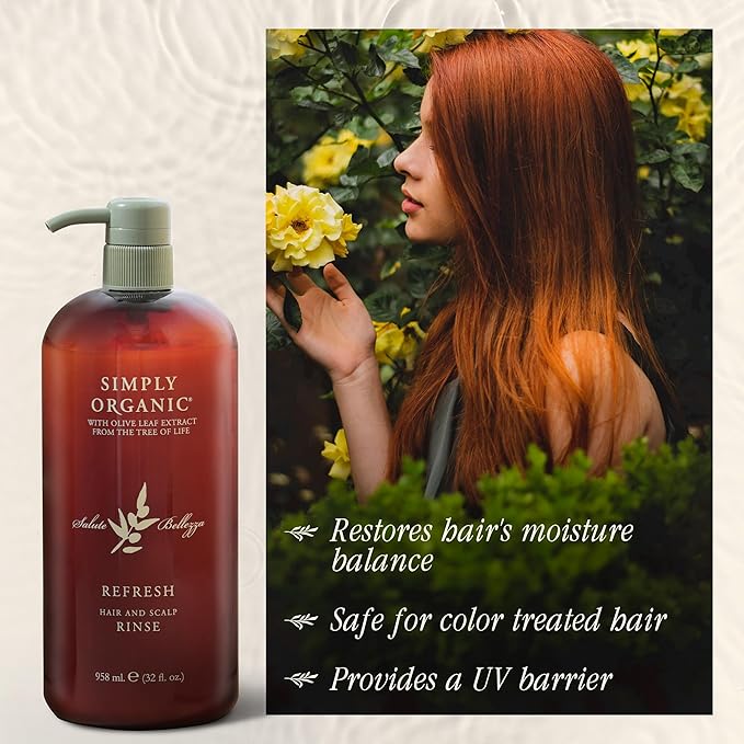 Hair Detox Clarifying Deep Conditioner Scalp Rinse, Made in Italy, All Natural Cruelty Free Hair Care for Women & Men, Rosemary, Sage & Olive Leaf Extract with Pump, 32 fl oz/958 ml, REFRESH