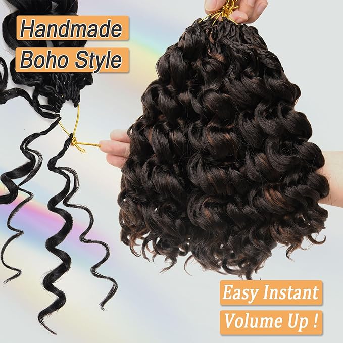 Short Crochet Hair Curly Highlight 4/30 Brown GoGo Curl Crochet Hair for Black Women Ocean Deep Water Wave Beach Curl Crochet Braids Soft Like Human Hair 7 Pack Natural Look Hair Extensions