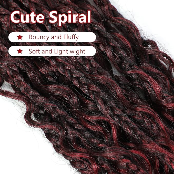 FIRSTCYH HAIR 8 Packs 18 Inch Boho Box Braids Crochet Braids Hair Synthetic Braiding Hair Goddess Box Braids Crochet Hair for Black Women (18(8Packs), 1B/Bug)