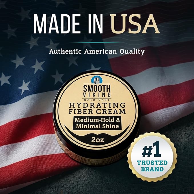 Smooth Viking Hydrating Fiber Cream for Men - Hair Gel with Flexible Styling, 2oz - Improves Hair Health, Natural Scent, Minimal Shine, Dairy-Free - Hair Fiber for Damaged & Thinning Hair