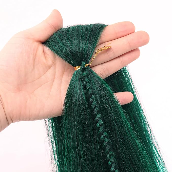 Dorsanee Braiding Hair Pre Stretched 20 Inch 8 Packs Ombre Green Braiding Hair Extensions for Crochet Box Braids Twists Locs Hair Soft Yaki Texture Hot Water Setting (20inch,#1B/Green)