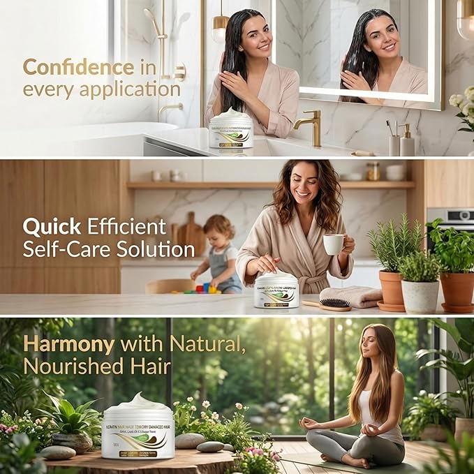 VITAMINS hair cosmetics Keratin Hair Mask - Protein Repair Keratin Treatment - Deep Conditioner for Dry, Damaged, Curly, Straight & Frizzy Hair with Biotin, Collagen & Castor Oil - 8.5 Fl Oz