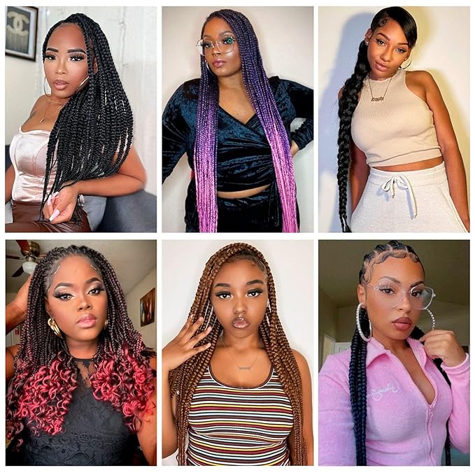 Pre-stretched Braiding Hair - 28 Inch 8 Packs Brown Super Long Braiding Hair For Twist or Box Braids, Yaki Texture Hot Water Setting Synthetic Braiding Hair Extensions (28 Inch, #30-8P)