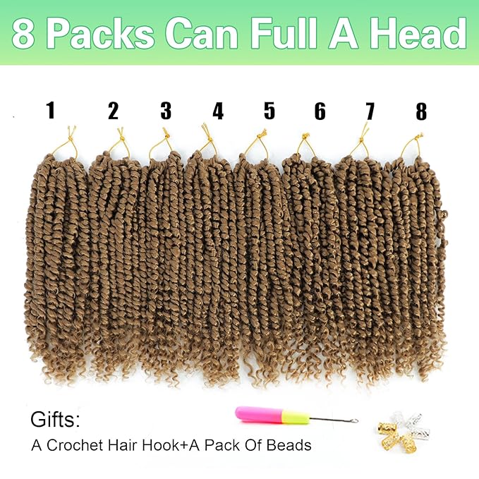 Passion Twist Crochet Hair 12Inch Passion Twist Hair 8 Packs Pre-Twisted Passion Twist Crochet Hair for Black Women Soft Passion Twist Curly Crochet Hair 12"(Pack of 8) 27#