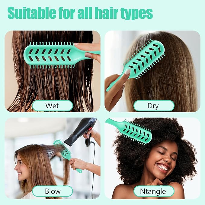 kuwa Detangler Brush for Curly Hair,Degradable Vented Hair brush,detangling brush for thick hair,Faster n Easier Detangle Wet or Dry Hair with No Pain