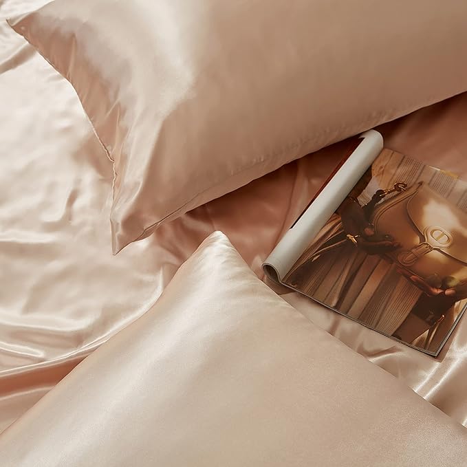 King Size Satin Pillowcase Set of 2 with Envelope Closure,Taupe Silk Pillowcase for Hair and Skin (20x36)