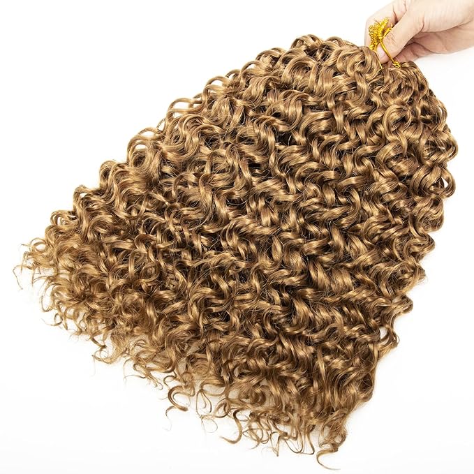 YXCHERISHAIR 8 Packs Curly Crochet Hair 18inch GoGo Curl Crochet hair for Women Deep Wave Braiding hair,Synthetic Bohemian Crochet Braid Water Wave Crochett hair Extensions(18inch,27#)