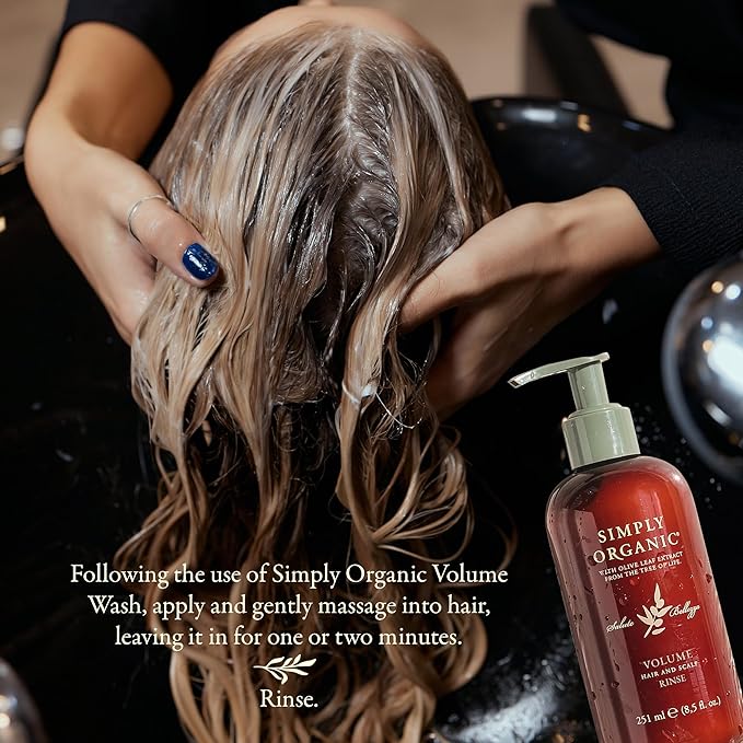 SIMPLY ORGANIC Thinning Hair Volumizing Deep Conditioner Scalp Rinse, Made in Italy, All Natural Cruelty Free Hair Care for Women & Men, Lavender, Mint, Olive Leaf Extract, 251ml/8.5floz, VOLUME