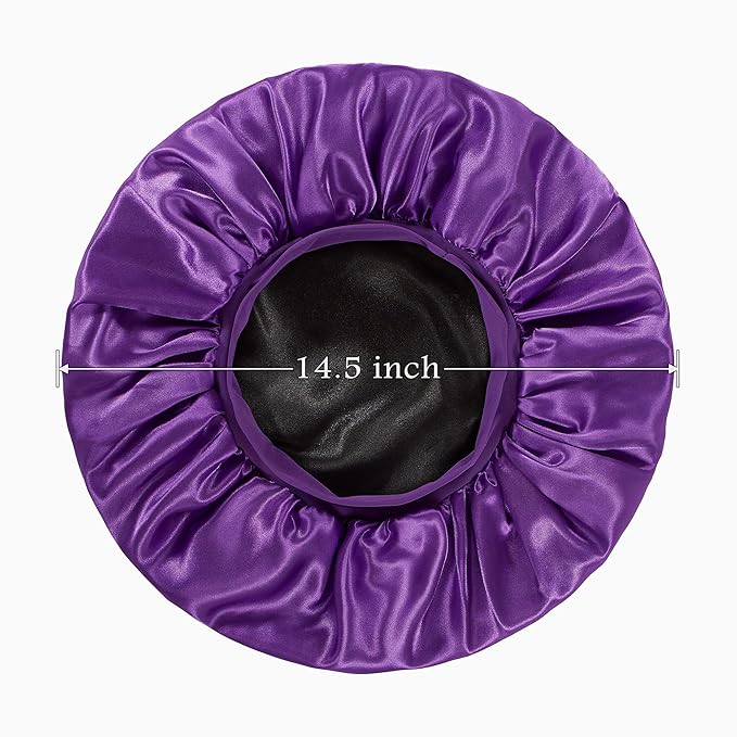 2pcs Bonnet for Men, Bonnets for Women, Satin Silk Hair Bonnet for Sleeping, Reversible Double Layer Wide Band Sleep Cap for Curly Hair Braids