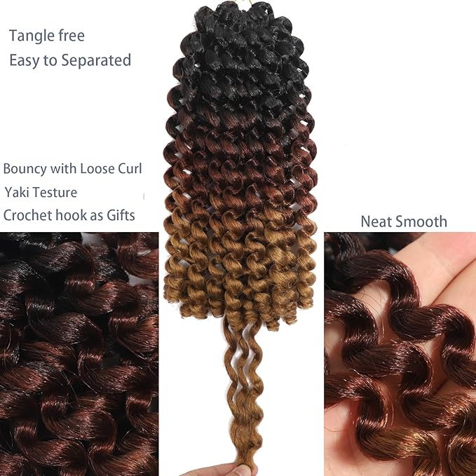 12Inch 2X Ringlet Wand Curl Crochet Hair 60 Strands Pre Looped Jamaican Bounce Crochet Hair Extensions Crochet Braiding Hair (12Inch (Pack of 3), T1/30/27)