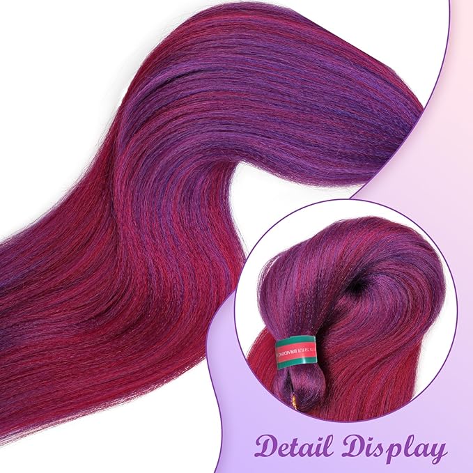 Purple/Rose/Purple Pre stretched Braiding Hair 2 Packs Pre feathered Braid Hair Extensions 30 Inches Synehetic Hair Braids
