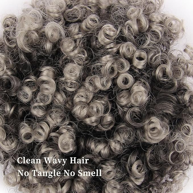 Afro Puff Ponytail for Black Women Culy Wavy Short Drawstring Ponytail Hair Extension Synthetic Mini Afro Bun(Dark Gray#)