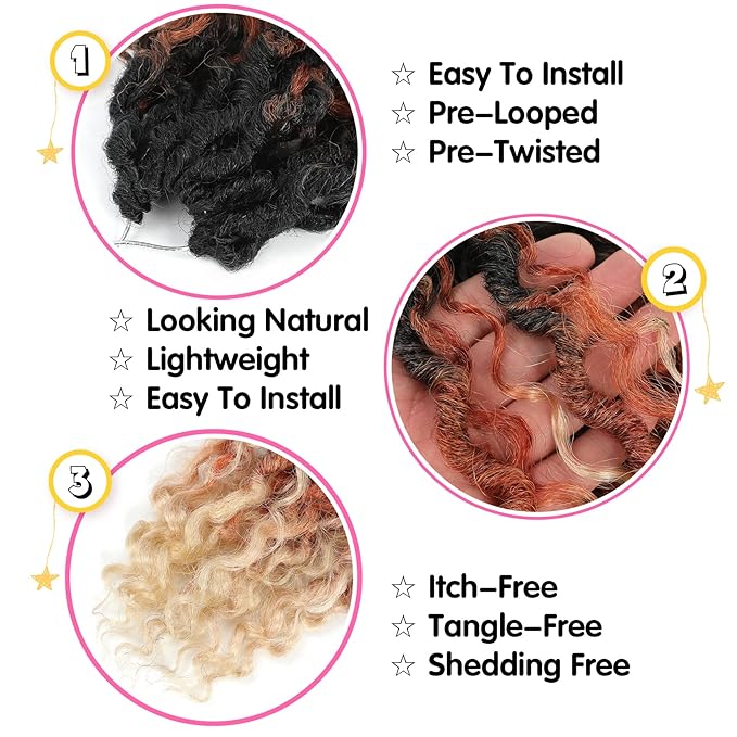 Fulcrum Goddess Locs Crochet Hair 12 Inch, 8 Packs New Faux Locs Crochet Hair for Black Women, Crochet locs with Curly Ends (12Inch (Pack of 8), 1B/30/613#)