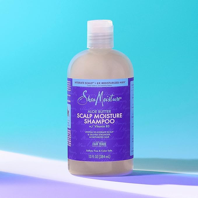 SheaMoisture Scalp Moisture Shampoo Aloe Butter & Vitamin B3 Hair Care with a Boost of Hydration To Hydrate Scalp + Moisturized Hair 13 oz