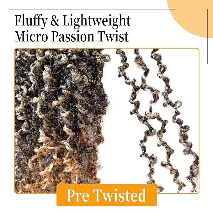 14 Inch Pre-Looped Yanky Twist Crochet Hair, 30 Strands/Pc, Mini Passion Twists, Senegalese Braiding Hair (T27, 8 Pcs/Pack)