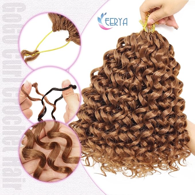 7 Packs GoGo Curl Crochet Hair 8 Inch Short Curly Crochet Hair for Women Deep Wave Beach Curl Crochet Braids Synthetic Braiding Hair Extensions(8 Inch, #30)