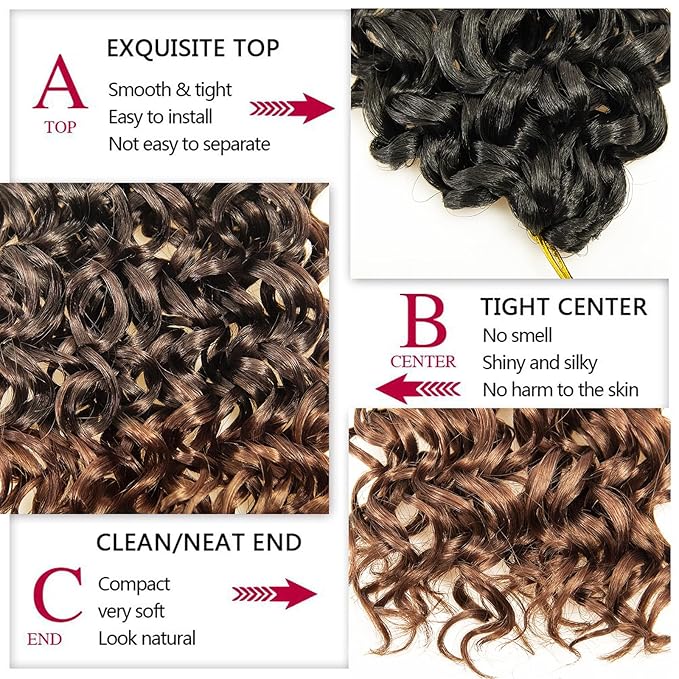 YXCHERISHAIR 8 Packs Curly Crochet Hair GoGo Curl Crochet hair for Women Deep Wave Braiding hair,Synthetic Bohemian Crochet Braid Water Wave Crochett hair Extensions (18inch,C16)