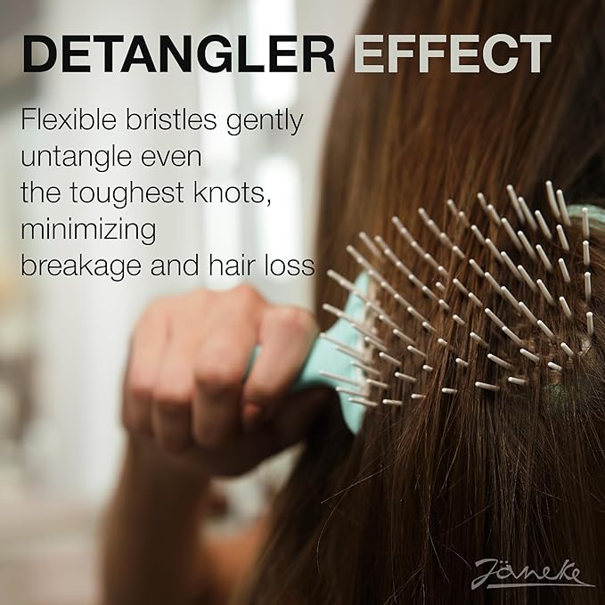 Janeke Superbrush Detangling Brush for Soft Smoothing Hair Brushing with Anti-Static Bristles - Vented Wet Hair Brush for Blow Drying Use - Perfect for Curly, Thick, Wavy, Fine Hair Types (Black)