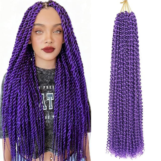 Purple Passion Twist Hair 24 Inch 5 Packs Passion Twist Braiding Hair Water Wave Crochet Hair For Women Passion Twist Crochet Hair/Butterfly Locs/Spring Twist Crochet Braids Hair(24in,Purple)