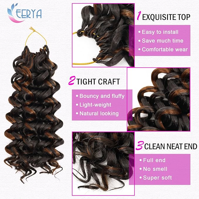 7 Packs GoGo Curl Crochet Hair 10 Inch Short Curly Crochet Hair for Women Water Wave Beach Curl Deep Twist Crochet Braids Synthetic Braiding Hair Extensions (10 Inch, P4/30)
