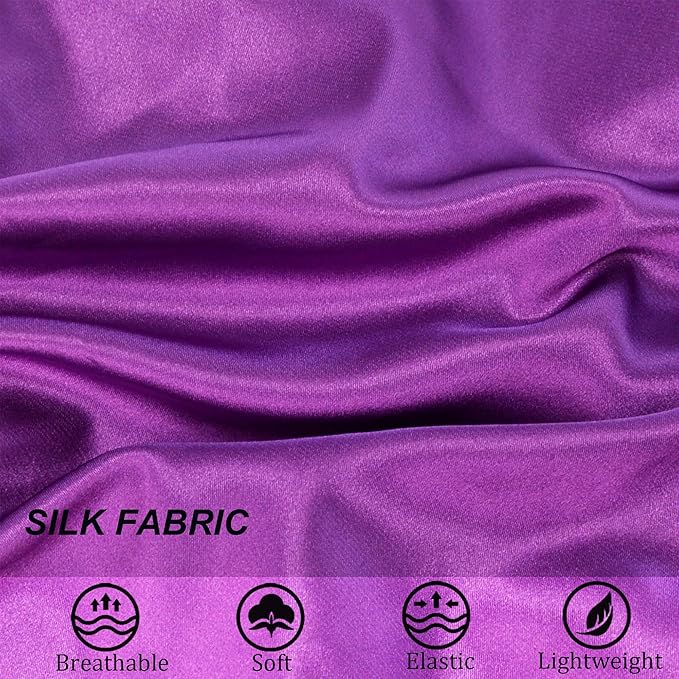 Silk Bonnet for Sleeping Satin Bonnets Double Layer Reversible Hair Cap Bonnet for Women Long Curly Braid Hair（Eggplant）