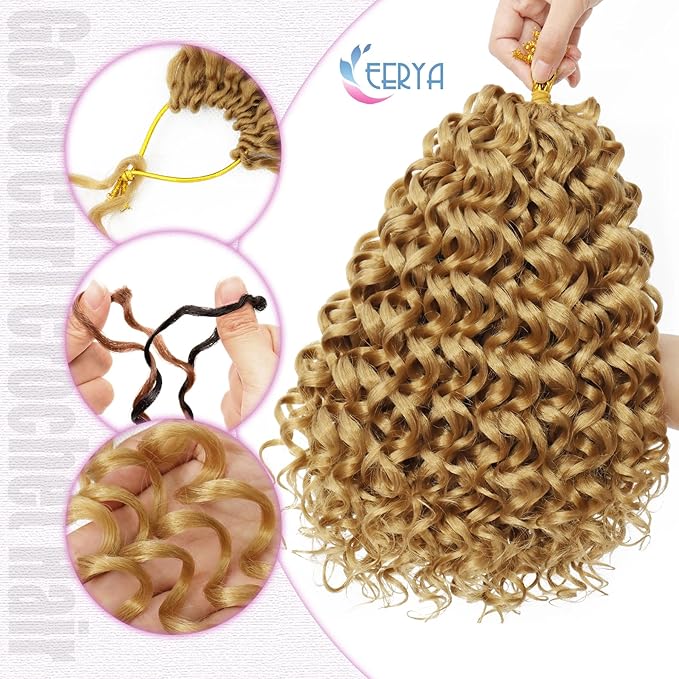 7 Packs GoGo Curl Crochet Hair 12 Inch Short Curly Crochet Hair for Women Deep Wave Beach Curl Crochet Braids Synthetic Braiding Hair Extensions(12 Inch, #27)