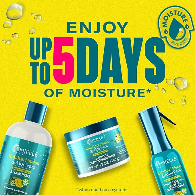 Mielle Organics Kalahari Melon & Aloe Vera Multi-Tasking Leave In Conditioner Spray - 3-in-1 Hair Detangler Spray, Curl Refresher & Moisturizer for Dry, Curly & Textured Hair, 6.7 Ounce