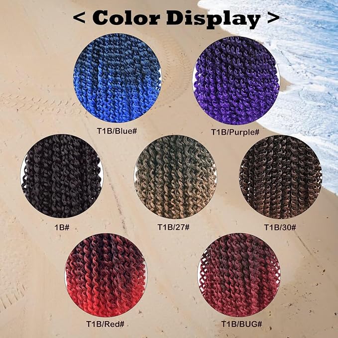 14inch Passion Twists Hair - Ombre Water Wave Crochet Hair for Black Women,Bohemian Curly Braiding Hair for Butterfly Locs,Faux Locs,Boho Style Crochet Braids Hair Extensions(T30#, 132 Strands)