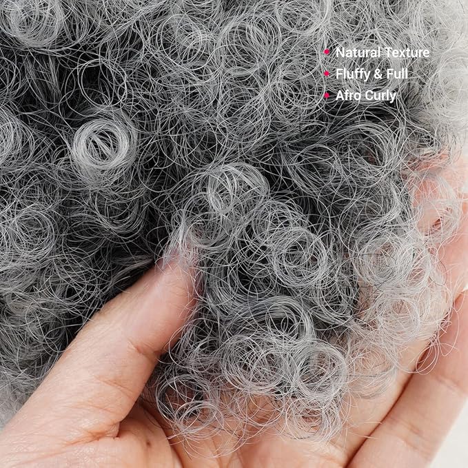 GLAM21USA Afro Puff Drawstring Ponytail Retro Kinky Curly Ponytail Wig Clip in Bun Hair Piece for Black Women Synthetic Hair Extension (SMALL, SALTNPEPPER)