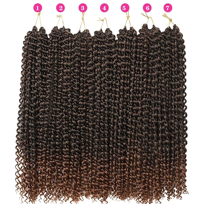 Ubeleco 30 Inch Passion Twist Hair, Water Wave Crochet Hair Ombre Brown Passion Twist Crochet Hair for Women Long Bohemian Passion Twists Curly Braiding Hair Extensions (30in (Pack of 7),1B/30)