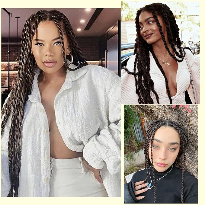 4# Pre stretched Braiding Hair 8 Packs Pre feathered Braid Hair Extensions 36 Inches Hair Braids
