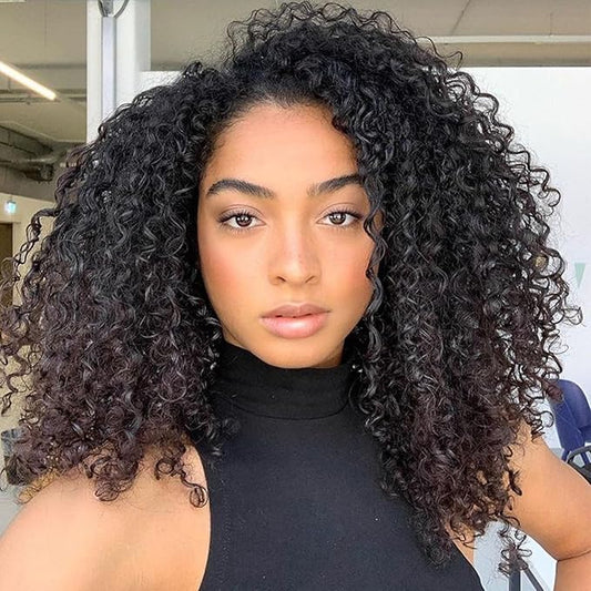 Xtrend Pre Looped Brazilian Afro Kinky Crochet Hair Black Braiding Hair 10Inch 8 Packs Micro Curly Braiding Hair Extensions Deep Wave Synthetic Mini Passion Twist Hair For Boho (30Strands/Pack，1B#)