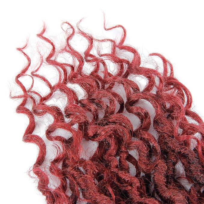 Goddess Locs Crochet Hair 18Inch 8Packs Boho Faux Locs,Burgundy Crochet Locs With Curly Ends River Hippie Locs Bohemian Locs Crochet Hair(1B/BUG, 18inch(Pack of 8))