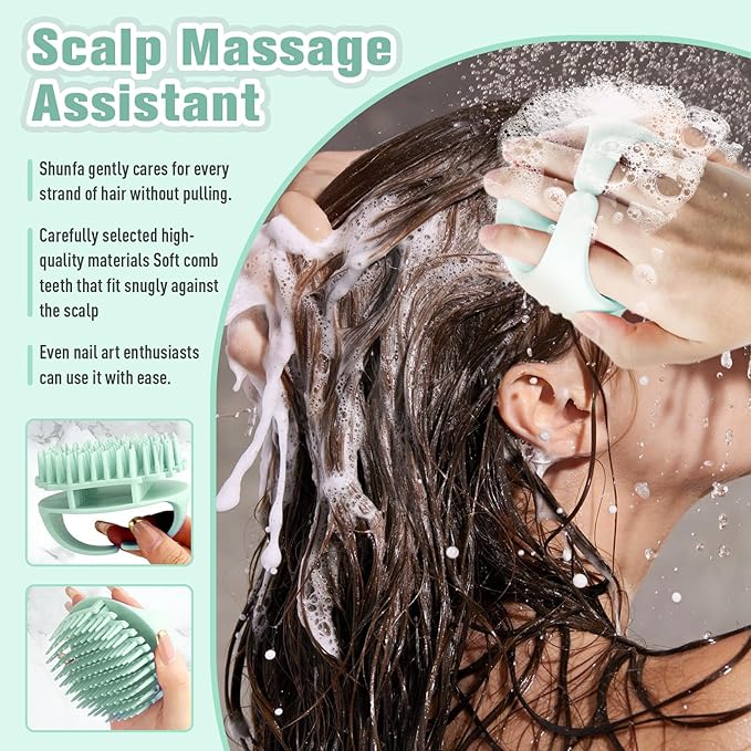 Scalp Massager Shampoo Brush,Scalp Dandruff Removal with Soft Silicone Bristles,Wet & Dry Scalp Care Head Scrubber Hair Washing,Hair Brush for Scalp Exfoliator,Comfortable for All Hair Types,White