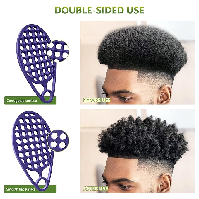KOUPA Magic Silicone Curly Hair Brush, One Piece Twist Curl Comb for Afro Curls, Washable Hair Tool for Men Women, Purple, 2 Pieces