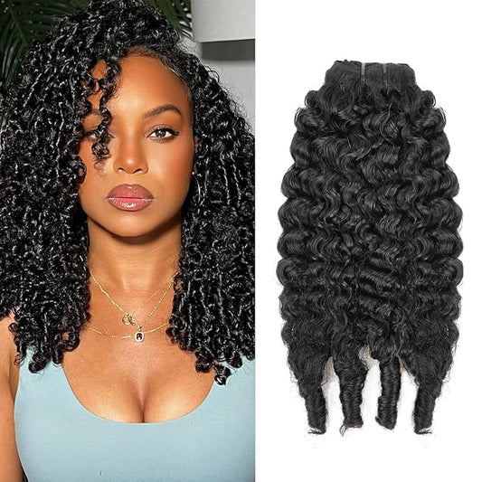 Burmese Curly Clip In Hair Extensions Real Human Hair 8pcs 120g/Set Spirally Curly Classic Clips Ins Full Head For Black Women 20 Inch Natural Black